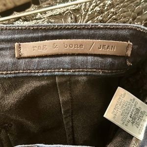 Rag & Bone Skinny Jeans with Leather Detailing | Size 26